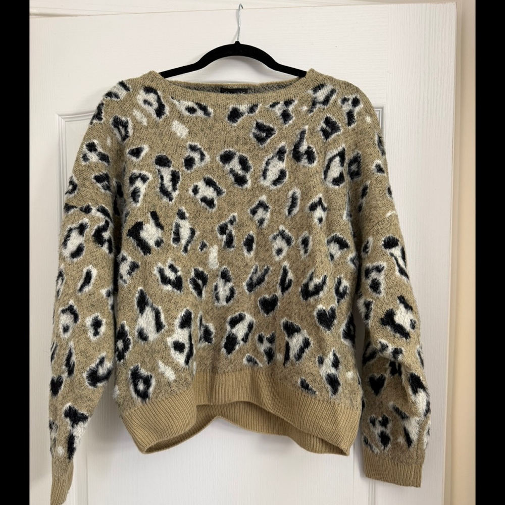 City Chic Leopard Print Sweater - Tan and Black